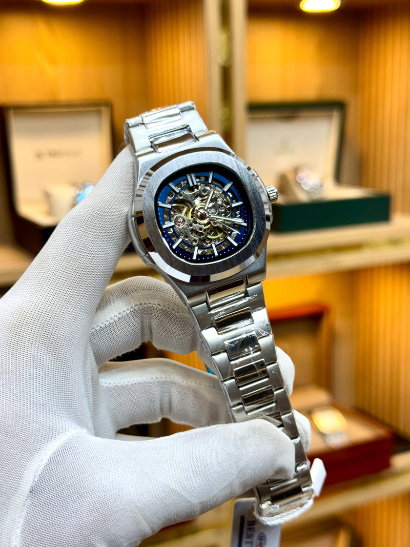 Luxury Stainless Steel Skeleton Watch